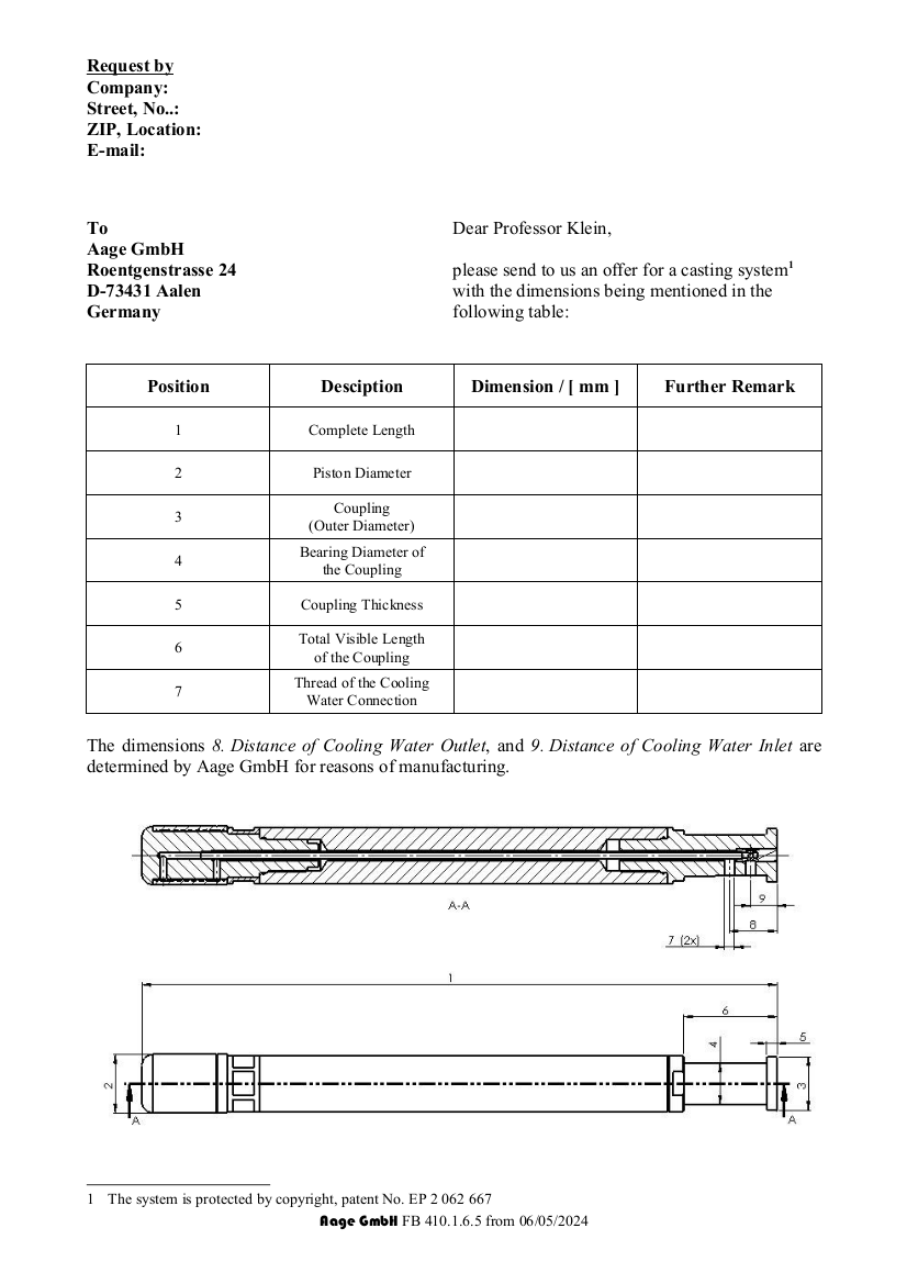 Aage Request Sheet